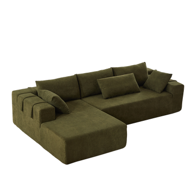Juego de sofá seccional tapizado en chenilla moderno, juego de sofá modular seccional en forma de L de 108